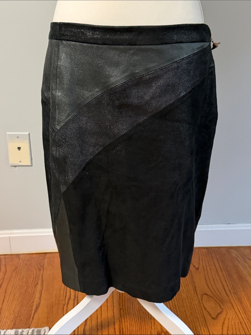 Topshop Black Faux Leather Skirt | Asymmetrical Panel | Mini Skirt | Edgy Chic